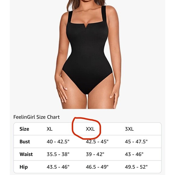 FeelinGirl Square Neck Bodysuit Women Sleeveless Tummy Control Slimming Body XXL - Picture 5 of 11